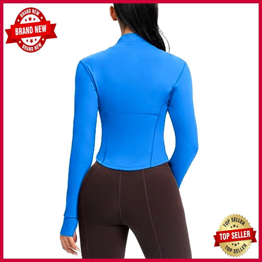 Lightweight Zip Up Running Jacket Slim Fit Thumb Holes Athletic - Picture 3 of 6